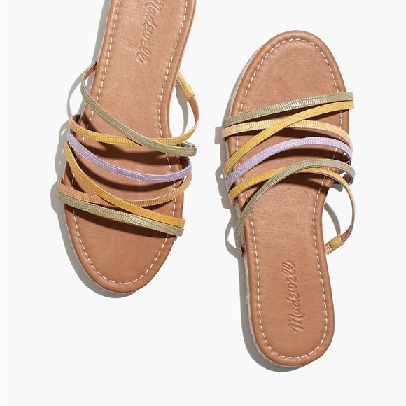 Madewell Kathryn Espadrille Slide Sandal Colorblock Snake Embossed Leather - Picture 1 of 4